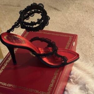 Rene Caovilla black lace shoes